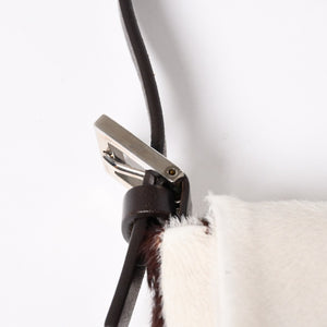 FENDI Mamma Bucket One Shoulder Bag 8BR600 Leather Haraco Pony Hair White Brown Silver Hardware Good Condition Used 4a009730