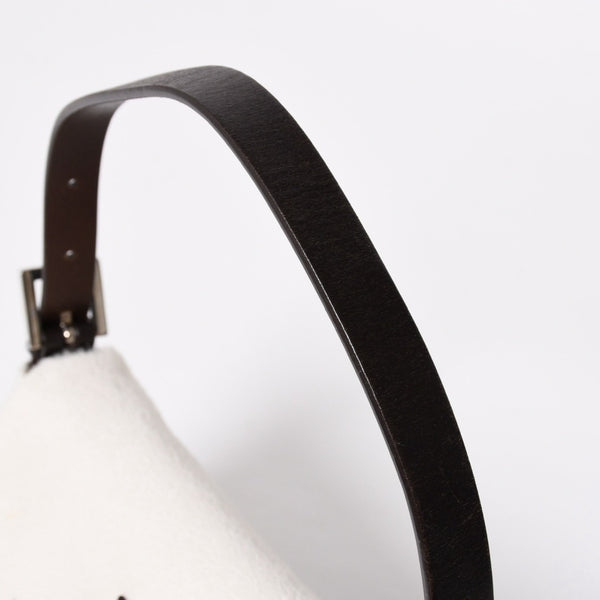 FENDI Mamma Bucket One Shoulder Bag 8BR600 Leather Haraco Pony Hair White Brown Silver Hardware Good Condition Used 4a009730