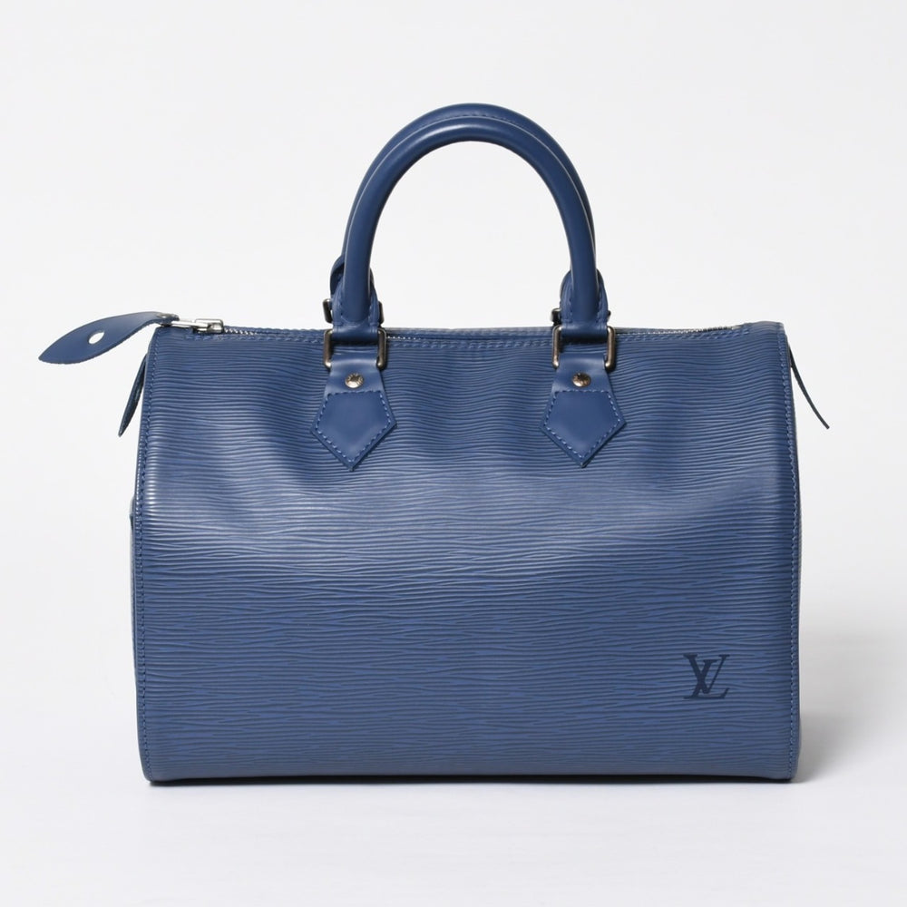 極美品 LOUIS VUITTON ルイヴィトン ハンドバッグ スピーディ25 M5923G ミルティーユ エピ ネイビー シルバー金具 中古 4a009798