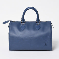 Very Good Condition LOUIS VUITTON Handbag Speedy 25 M5923G Miltille Epi Navy Silver Hardware Used 4a009798