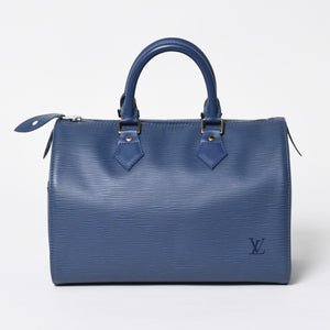 Very Good Condition LOUIS VUITTON Handbag Speedy 25 M5923G Miltille Epi Navy Silver Hardware Used 4a009798