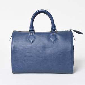 Very Good Condition LOUIS VUITTON Handbag Speedy 25 M5923G Miltille Epi Navy Silver Hardware Used 4a009798