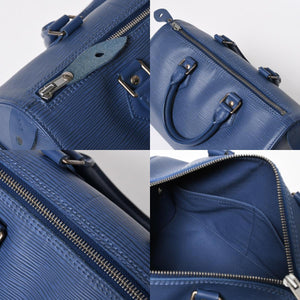 Very Good Condition LOUIS VUITTON Handbag Speedy 25 M5923G Miltille Epi Navy Silver Hardware Used 4a009798
