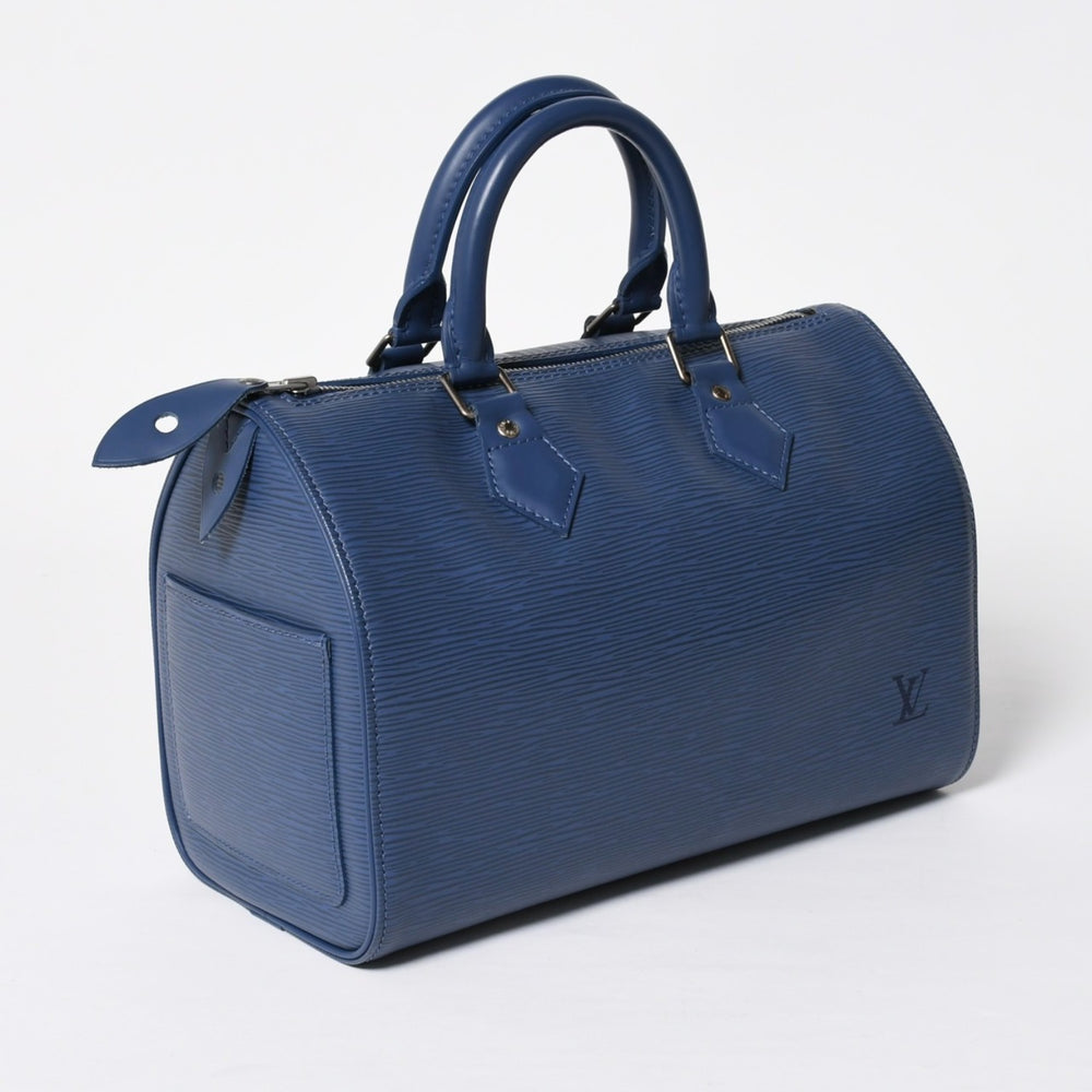 Very Good Condition LOUIS VUITTON Handbag Speedy 25 M5923G Miltille Epi Navy Silver Hardware Used 4a009798