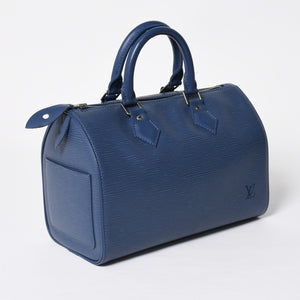 Very Good Condition LOUIS VUITTON Handbag Speedy 25 M5923G Miltille Epi Navy Silver Hardware Used 4a009798