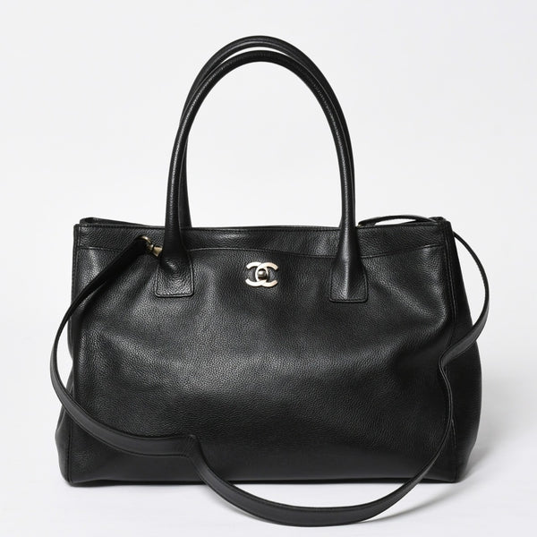 CHANEL Executive Medium Tote Bag No. 6 Coco Mark Caviar Skin Black Good Used 4a009757