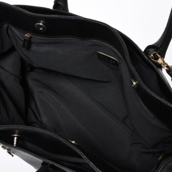 CHANEL Executive Medium Tote Bag No. 6 Coco Mark Caviar Skin Black Good Used 4a009757