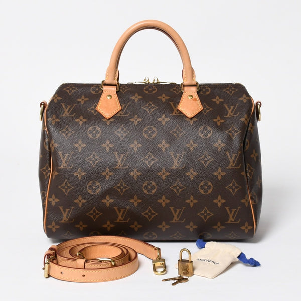 Very Good Condition LOUIS VUITTON Monogram Speedy Bandouliere 30 Handbag M41222 Monogram Brown Gold Hardware Used 4a009699