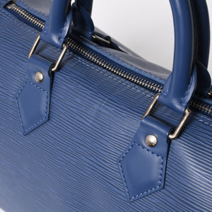 Very Good Condition LOUIS VUITTON Handbag Speedy 25 M5923G Miltille Epi Navy Silver Hardware Used 4a009798