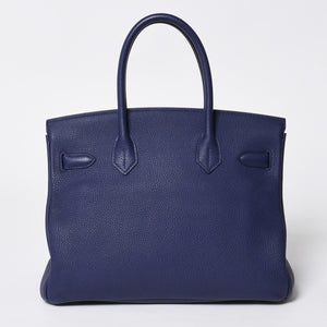 Very good condition HERMES Birkin 30 handbag Togo navy blue ankle x Bordeaux silver hardware C stamp used 4a009801
