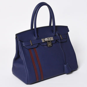 Very good condition HERMES Birkin 30 handbag Togo navy blue ankle x Bordeaux silver hardware C stamp used 4a009801