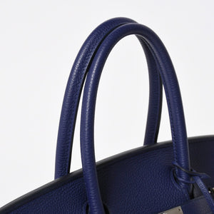 Very good condition HERMES Birkin 30 handbag Togo navy blue ankle x Bordeaux silver hardware C stamp used 4a009801