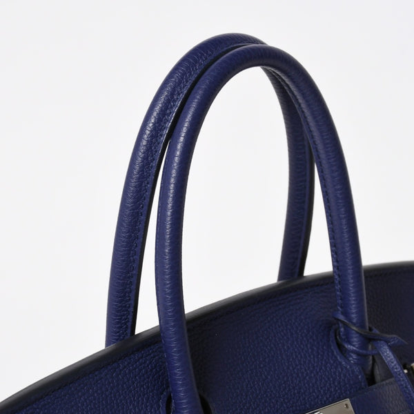 Very good condition HERMES Birkin 30 handbag Togo navy blue ankle x Bordeaux silver hardware C stamp used 4a009801