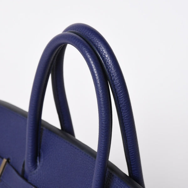 Very good condition HERMES Birkin 30 handbag Togo navy blue ankle x Bordeaux silver hardware C stamp used 4a009801
