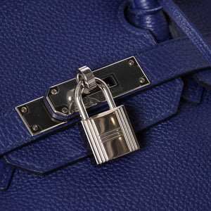 Very good condition HERMES Birkin 30 handbag Togo navy blue ankle x Bordeaux silver hardware C stamp used 4a009801