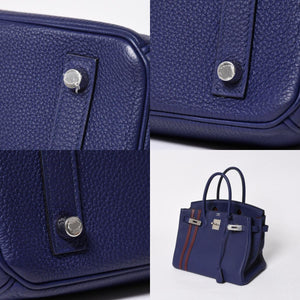 Very good condition HERMES Birkin 30 handbag Togo navy blue ankle x Bordeaux silver hardware C stamp used 4a009801