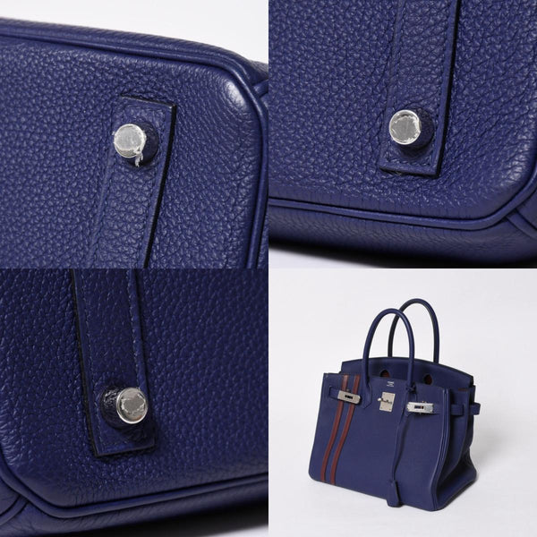 Very good condition HERMES Birkin 30 handbag Togo navy blue ankle x Bordeaux silver hardware C stamp used 4a009801
