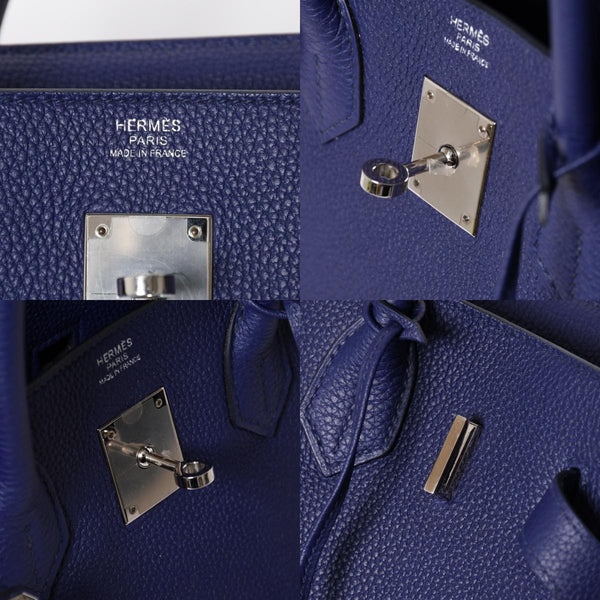 Very good condition HERMES Birkin 30 handbag Togo navy blue ankle x Bordeaux silver hardware C stamp used 4a009801