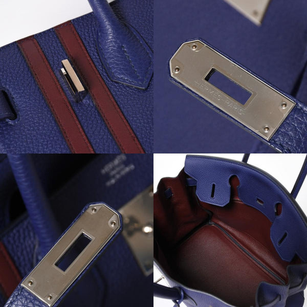 Very good condition HERMES Birkin 30 handbag Togo navy blue ankle x Bordeaux silver hardware C stamp used 4a009801