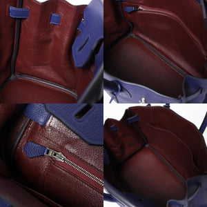 Very good condition HERMES Birkin 30 handbag Togo navy blue ankle x Bordeaux silver hardware C stamp used 4a009801