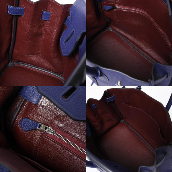 Very good condition HERMES Birkin 30 handbag Togo navy blue ankle x Bordeaux silver hardware C stamp used 4a009801