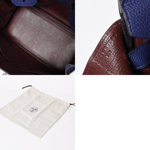 Very good condition HERMES Birkin 30 handbag Togo navy blue ankle x Bordeaux silver hardware C stamp used 4a009801