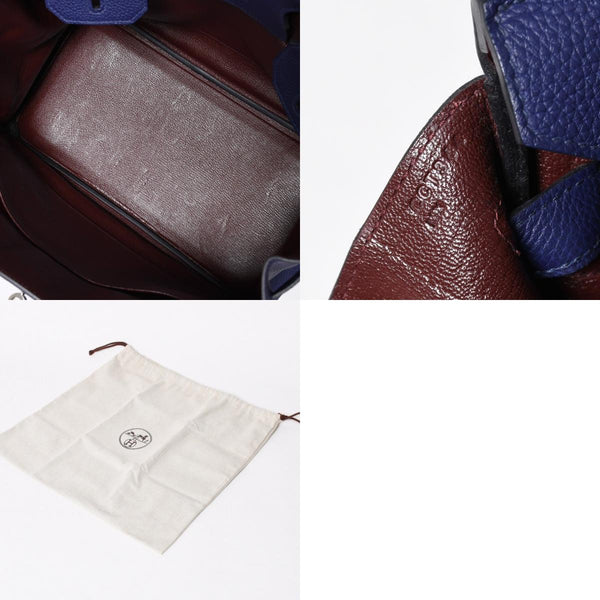 Very good condition HERMES Birkin 30 handbag Togo navy blue ankle x Bordeaux silver hardware C stamp used 4a009801