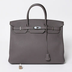 Like new HERMES Birkin 40 Ethane Togo 40cm X stamped silver hardware handbag used 4a009800