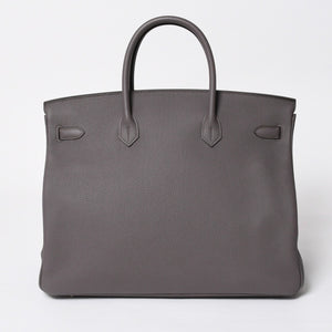 Like new HERMES Birkin 40 Ethane Togo 40cm X stamped silver hardware handbag used 4a009800