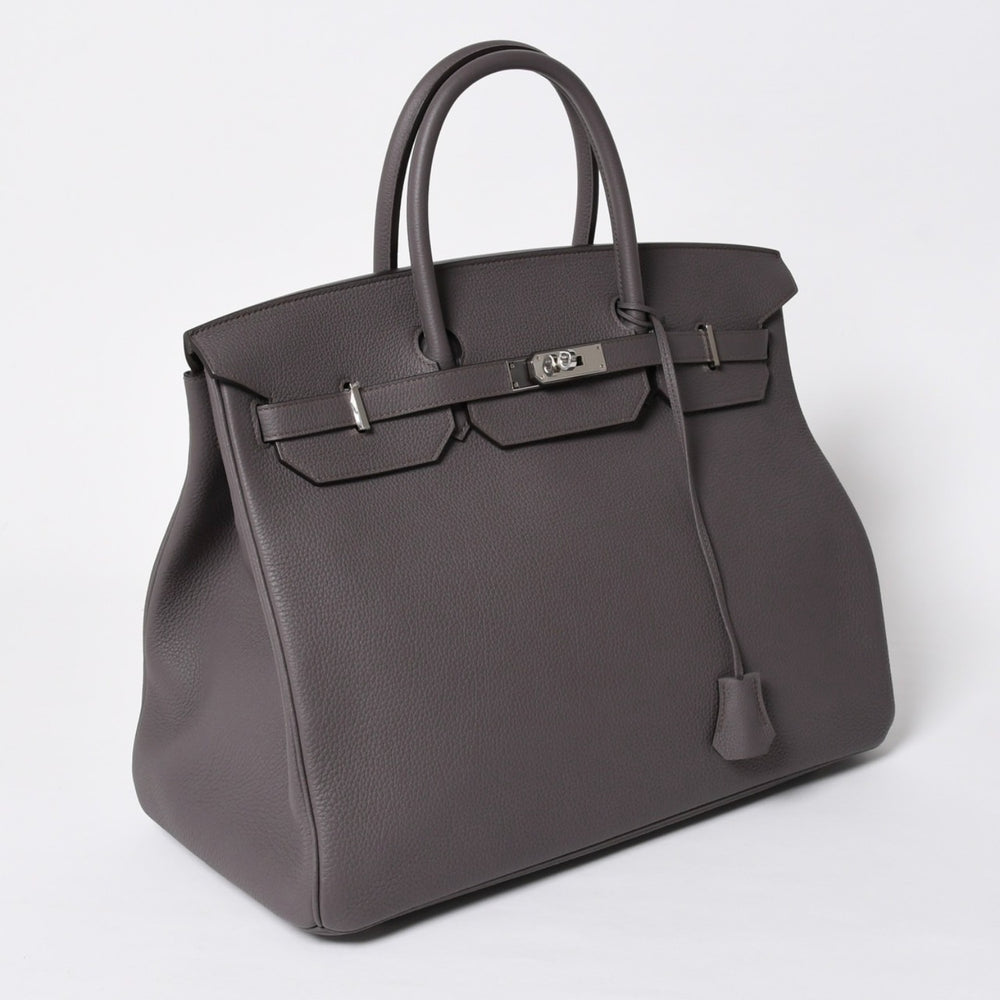 新品同様 HERMES エルメス バーキン40 エタン トゴ 40cm X刻印 シルバー金具 ハンドバッグ 中古 4a009800