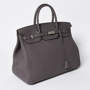 Like new HERMES Birkin 40 Ethane Togo 40cm X stamped silver hardware handbag used 4a009800