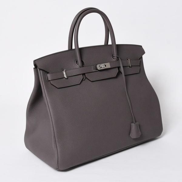 Like new HERMES Birkin 40 Ethane Togo 40cm X stamped silver hardware handbag used 4a009800