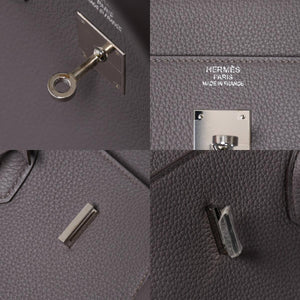 Like new HERMES Birkin 40 Ethane Togo 40cm X stamped silver hardware handbag used 4a009800
