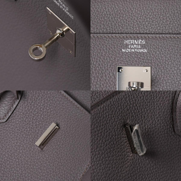 Like new HERMES Birkin 40 Ethane Togo 40cm X stamped silver hardware handbag used 4a009800
