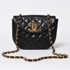 極美品 CHANEL シャネル ホーボー チェーンショルダーバッグ 0番台 ココマーク ラムスキン ブラック ゴールド金具 中古 4a009803