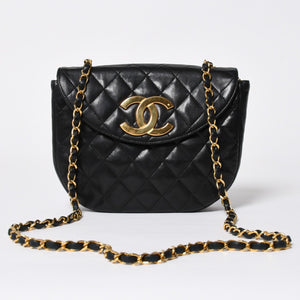 極美品 CHANEL シャネル ホーボー チェーンショルダーバッグ 0番台 ココマーク ラムスキン ブラック ゴールド金具 中古 4a009803