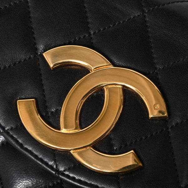 極美品 CHANEL シャネル ホーボー チェーンショルダーバッグ 0番台 ココマーク ラムスキン ブラック ゴールド金具 中古 4a009803