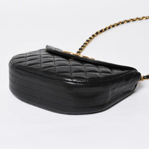 極美品 CHANEL シャネル ホーボー チェーンショルダーバッグ 0番台 ココマーク ラムスキン ブラック ゴールド金具 中古 4a009803