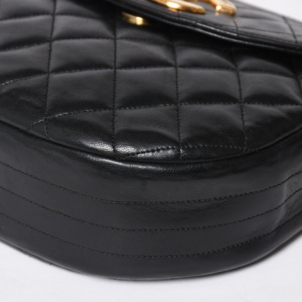 極美品 CHANEL シャネル ホーボー チェーンショルダーバッグ 0番台 ココマーク ラムスキン ブラック ゴールド金具 中古 4a009803