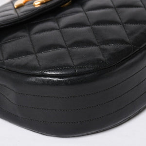極美品 CHANEL シャネル ホーボー チェーンショルダーバッグ 0番台 ココマーク ラムスキン ブラック ゴールド金具 中古 4a009803