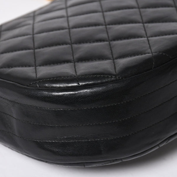極美品 CHANEL シャネル ホーボー チェーンショルダーバッグ 0番台 ココマーク ラムスキン ブラック ゴールド金具 中古 4a009803
