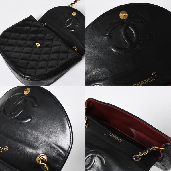 極美品 CHANEL シャネル ホーボー チェーンショルダーバッグ 0番台 ココマーク ラムスキン ブラック ゴールド金具 中古 4a009803
