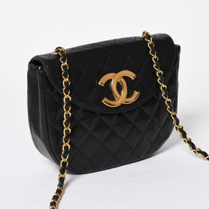 極美品 CHANEL シャネル ホーボー チェーンショルダーバッグ 0番台 ココマーク ラムスキン ブラック ゴールド金具 中古 4a009803