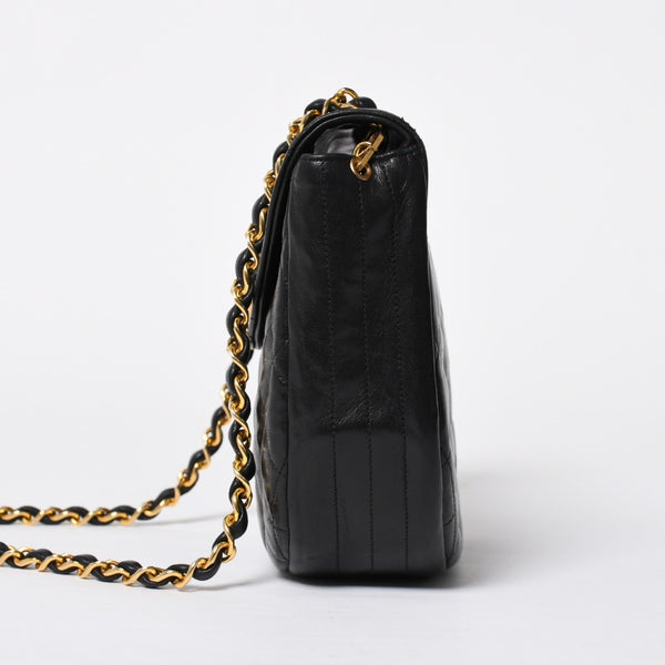極美品 CHANEL シャネル ホーボー チェーンショルダーバッグ 0番台 ココマーク ラムスキン ブラック ゴールド金具 中古 4a009803