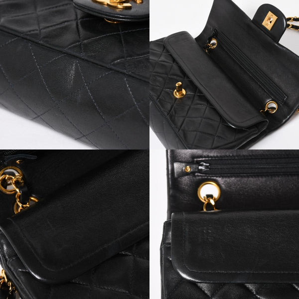 CHANEL CHANEL Matelasse 23 W Flap W Chain Shoulder Bag No. 2 Coco Mark Lambskin A01113 Black Good Condition Used 4a009705
