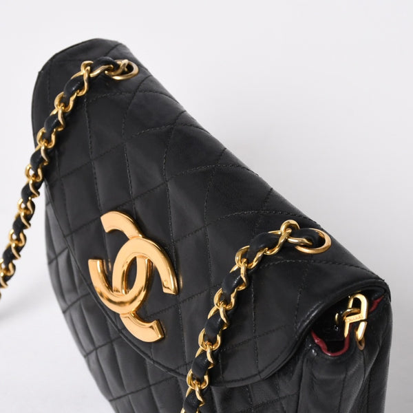 極美品 CHANEL シャネル ホーボー チェーンショルダーバッグ 0番台 ココマーク ラムスキン ブラック ゴールド金具 中古 4a009803