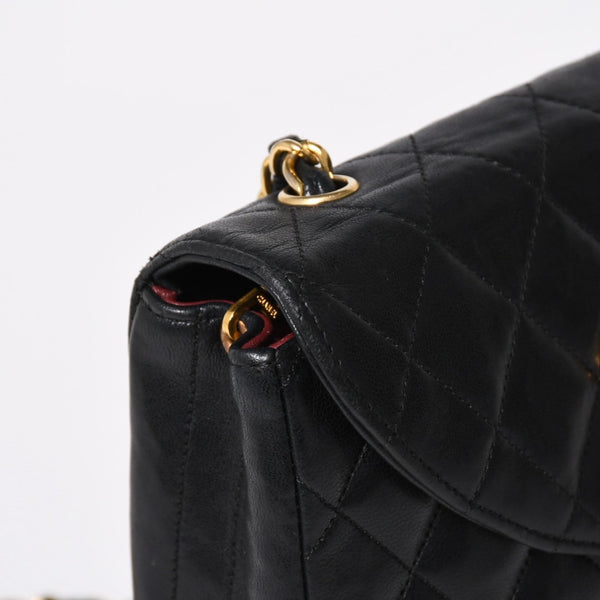 極美品 CHANEL シャネル ホーボー チェーンショルダーバッグ 0番台 ココマーク ラムスキン ブラック ゴールド金具 中古 4a009803