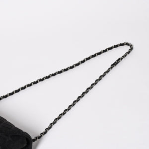 極美品 CHANEL シャネル デカマトラッセ30 Sフラップ Wチェーンショルダーバッグ 30番台 ココマーク デニム ブラック 中古 4a009776
