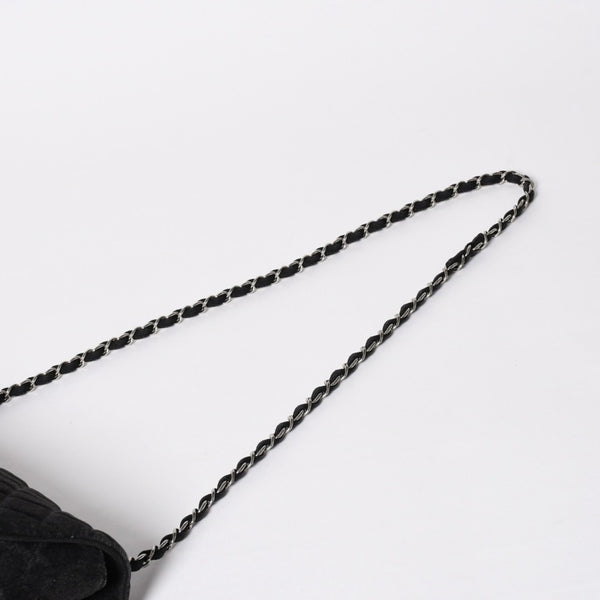 極美品 CHANEL シャネル デカマトラッセ30 Sフラップ Wチェーンショルダーバッグ 30番台 ココマーク デニム ブラック 中古 4a009776