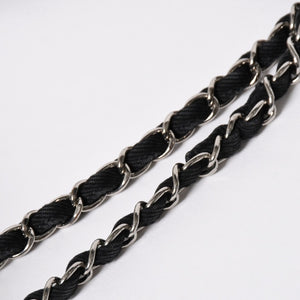 極美品 CHANEL シャネル デカマトラッセ30 Sフラップ Wチェーンショルダーバッグ 30番台 ココマーク デニム ブラック 中古 4a009776